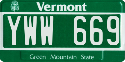 VT license plate YWW669