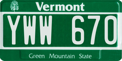 VT license plate YWW670