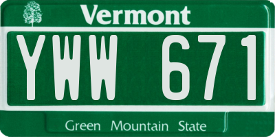 VT license plate YWW671