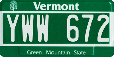 VT license plate YWW672