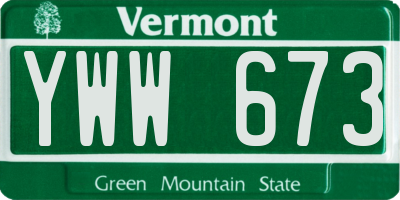 VT license plate YWW673