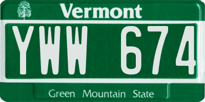 VT license plate YWW674