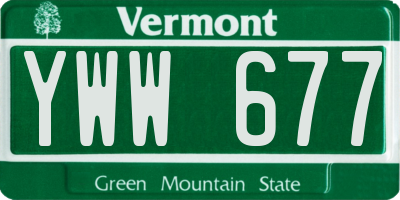 VT license plate YWW677