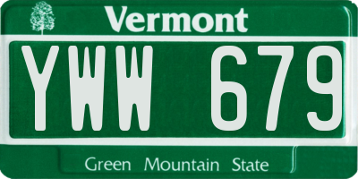 VT license plate YWW679