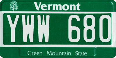 VT license plate YWW680