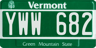 VT license plate YWW682