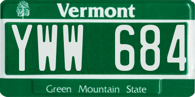 VT license plate YWW684