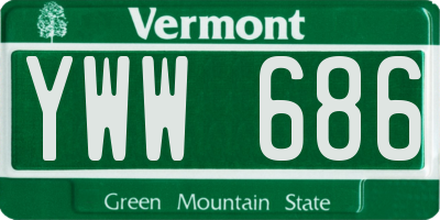 VT license plate YWW686