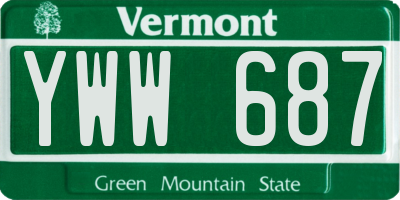VT license plate YWW687