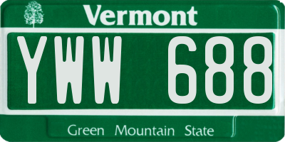 VT license plate YWW688