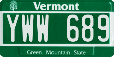 VT license plate YWW689