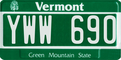 VT license plate YWW690