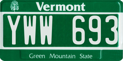 VT license plate YWW693