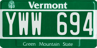 VT license plate YWW694