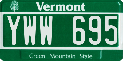 VT license plate YWW695