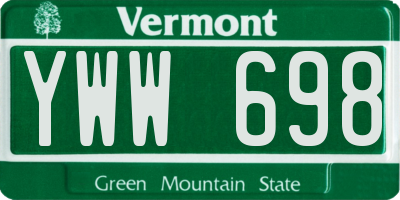 VT license plate YWW698
