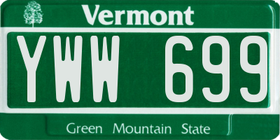 VT license plate YWW699
