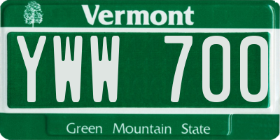VT license plate YWW700