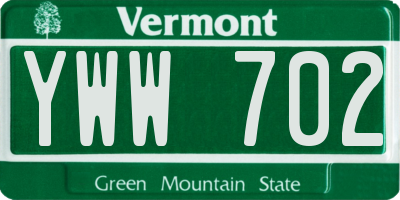 VT license plate YWW702