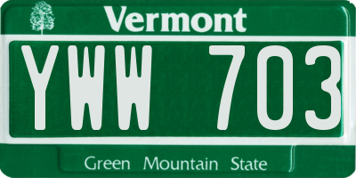 VT license plate YWW703