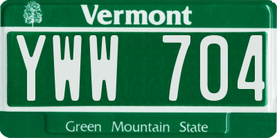 VT license plate YWW704