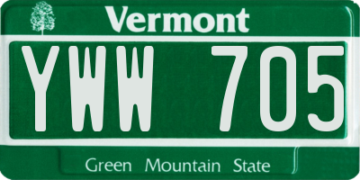 VT license plate YWW705