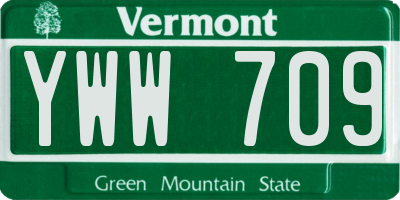 VT license plate YWW709