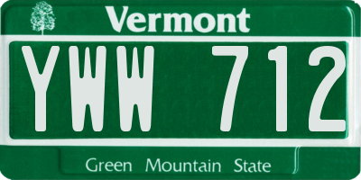 VT license plate YWW712
