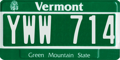 VT license plate YWW714