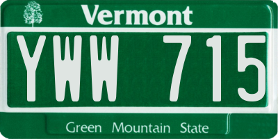 VT license plate YWW715