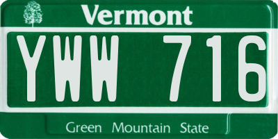VT license plate YWW716