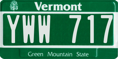 VT license plate YWW717
