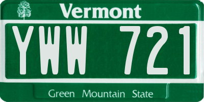 VT license plate YWW721