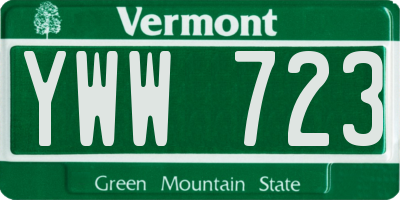 VT license plate YWW723