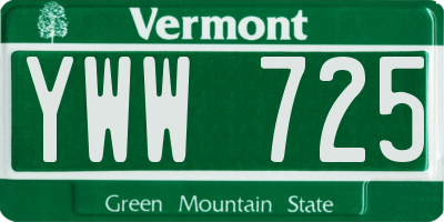 VT license plate YWW725