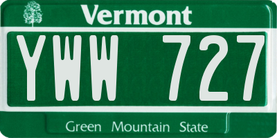 VT license plate YWW727