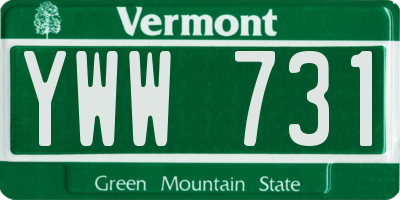 VT license plate YWW731