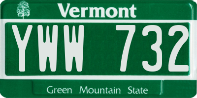 VT license plate YWW732