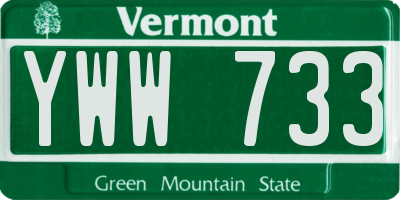 VT license plate YWW733