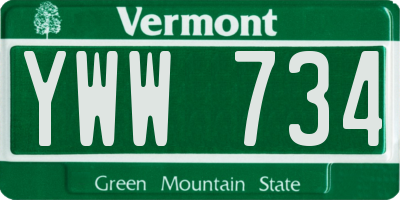 VT license plate YWW734