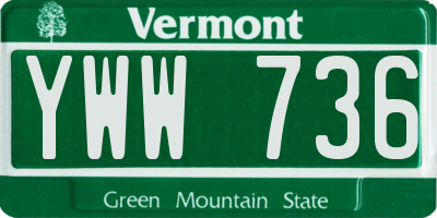 VT license plate YWW736