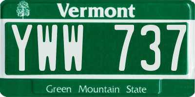 VT license plate YWW737