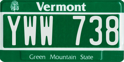VT license plate YWW738