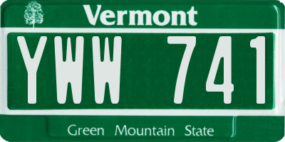 VT license plate YWW741