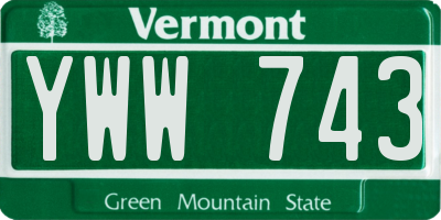 VT license plate YWW743