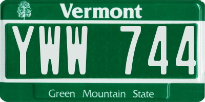 VT license plate YWW744