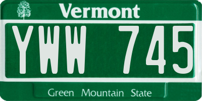 VT license plate YWW745