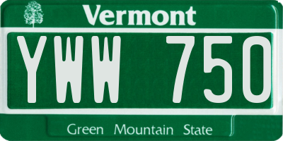 VT license plate YWW750