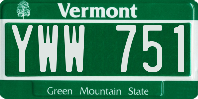 VT license plate YWW751