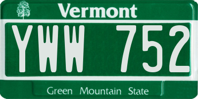 VT license plate YWW752